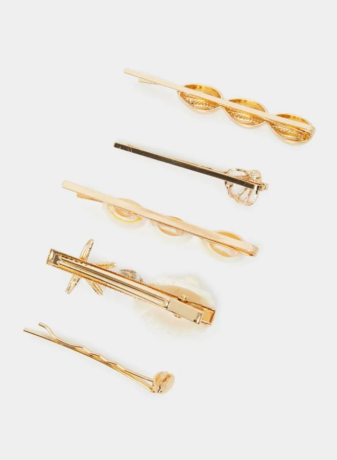 Styli Pack of 6 - Golden Seashell Hair Clips